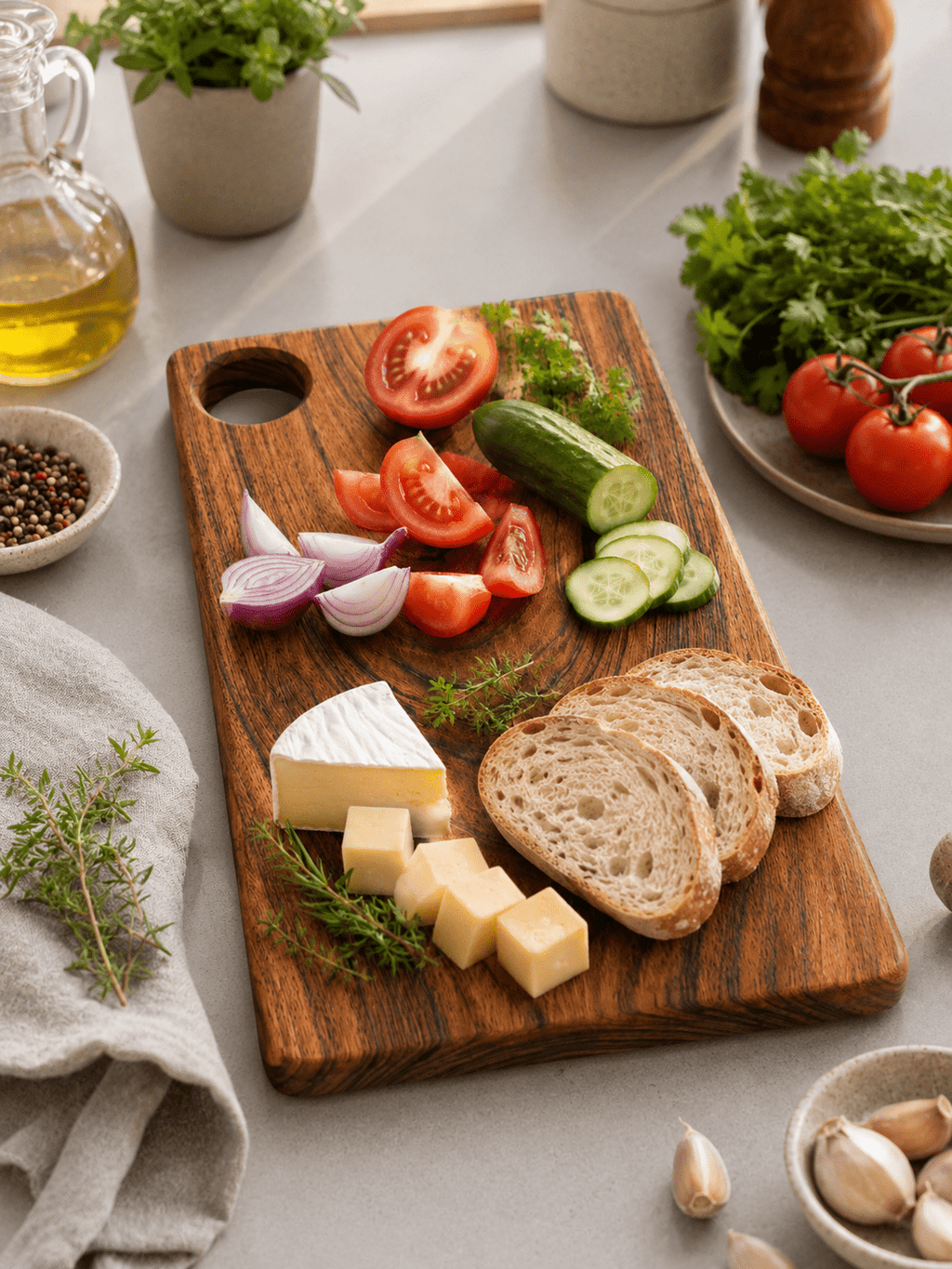 Premium Babla Wood Chopping Board with Handle | 15 × 9 × 1 Inch - KathValo