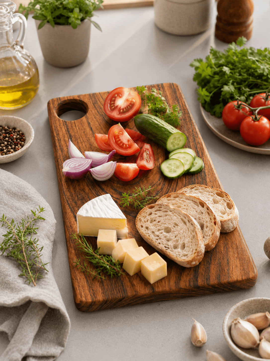 Premium Babla Wood Chopping Board with Handle | 15 × 9 × 1 Inch - KathValo