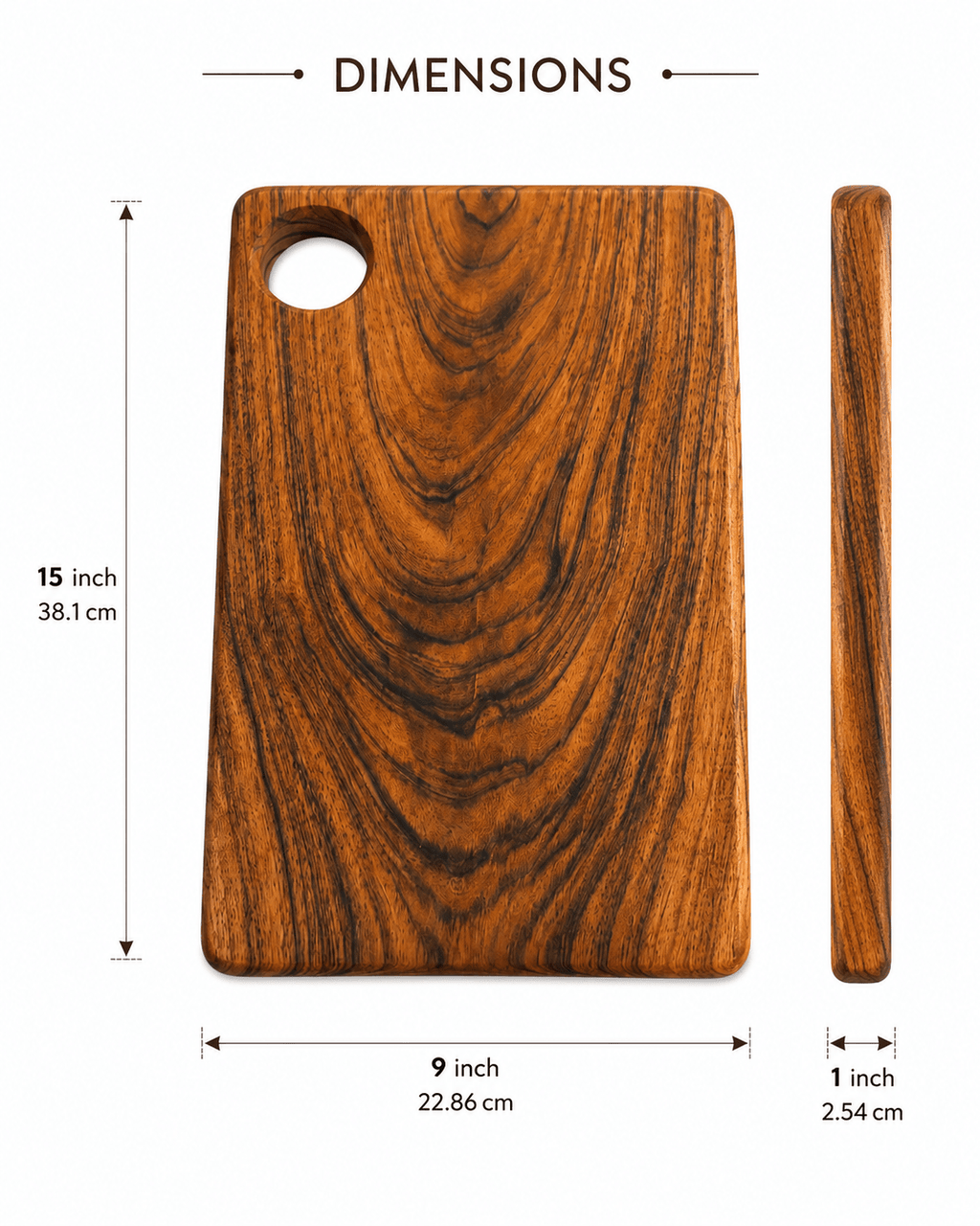 Premium Babla Wood Chopping Board with Handle | 15 × 9 × 1 Inch - KathValo