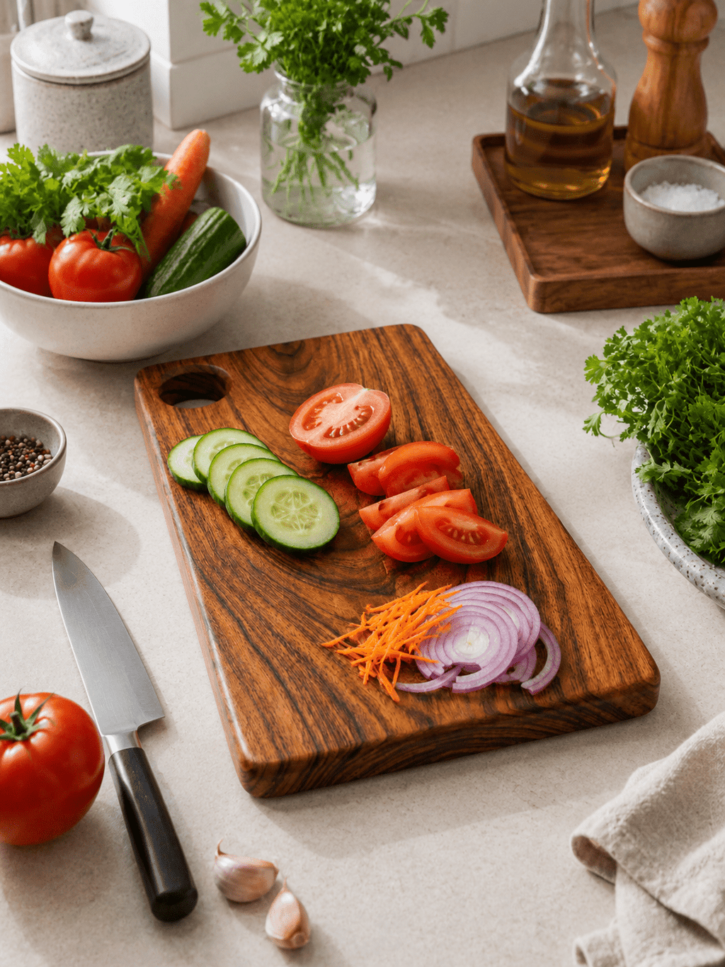 Premium Babla Wood Chopping Board with Handle | 15 × 9 × 1 Inch - KathValo