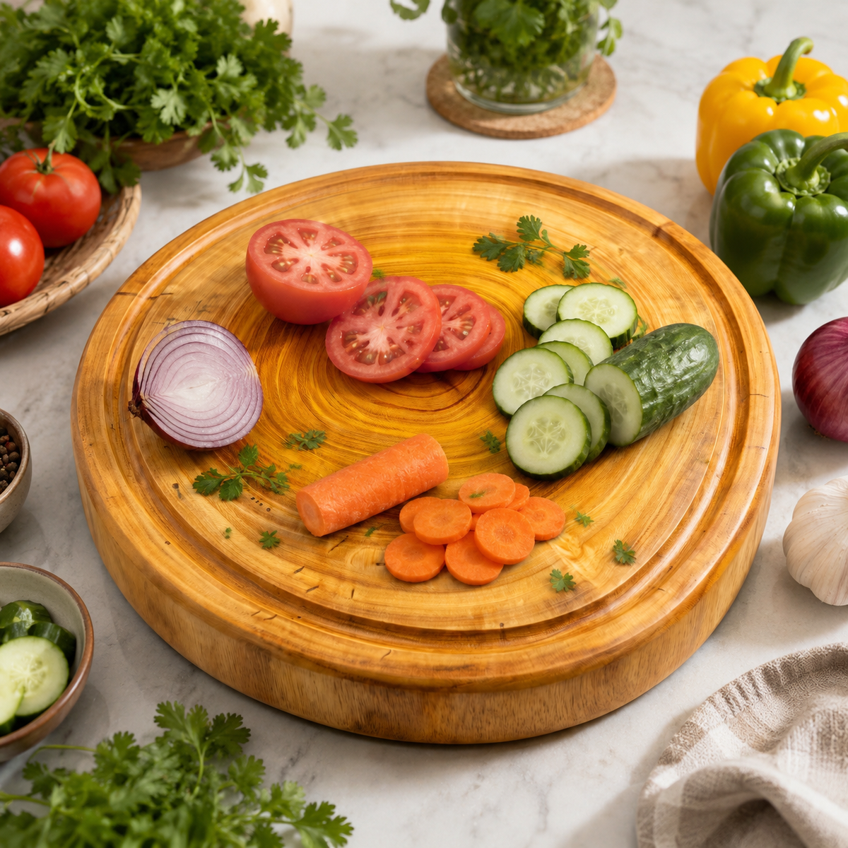 Jackfruit Wood Round Chopping Board | 11 Inch - KathValo