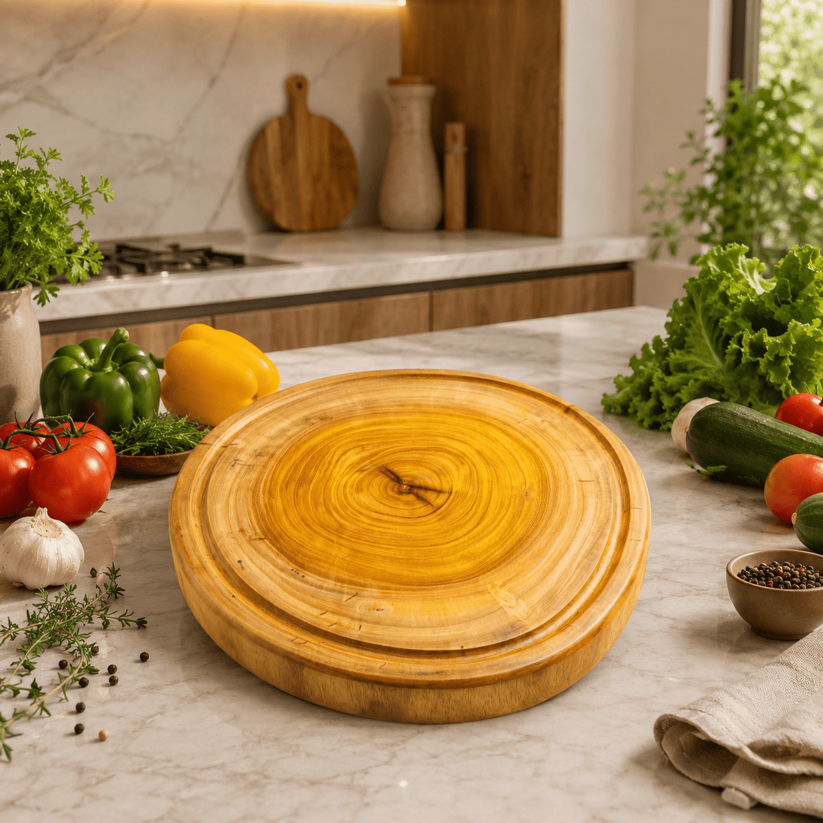 Jackfruit Wood Round Chopping Board | 11 Inch - KathValo