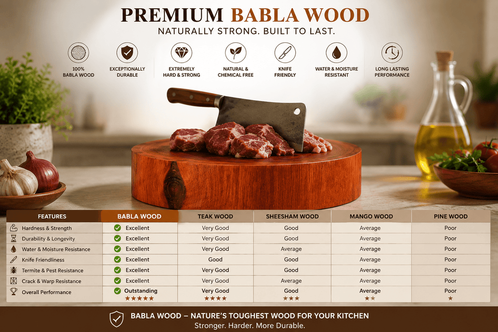 Babla Wood Round Chopping Board | 9 Inch - KathValo