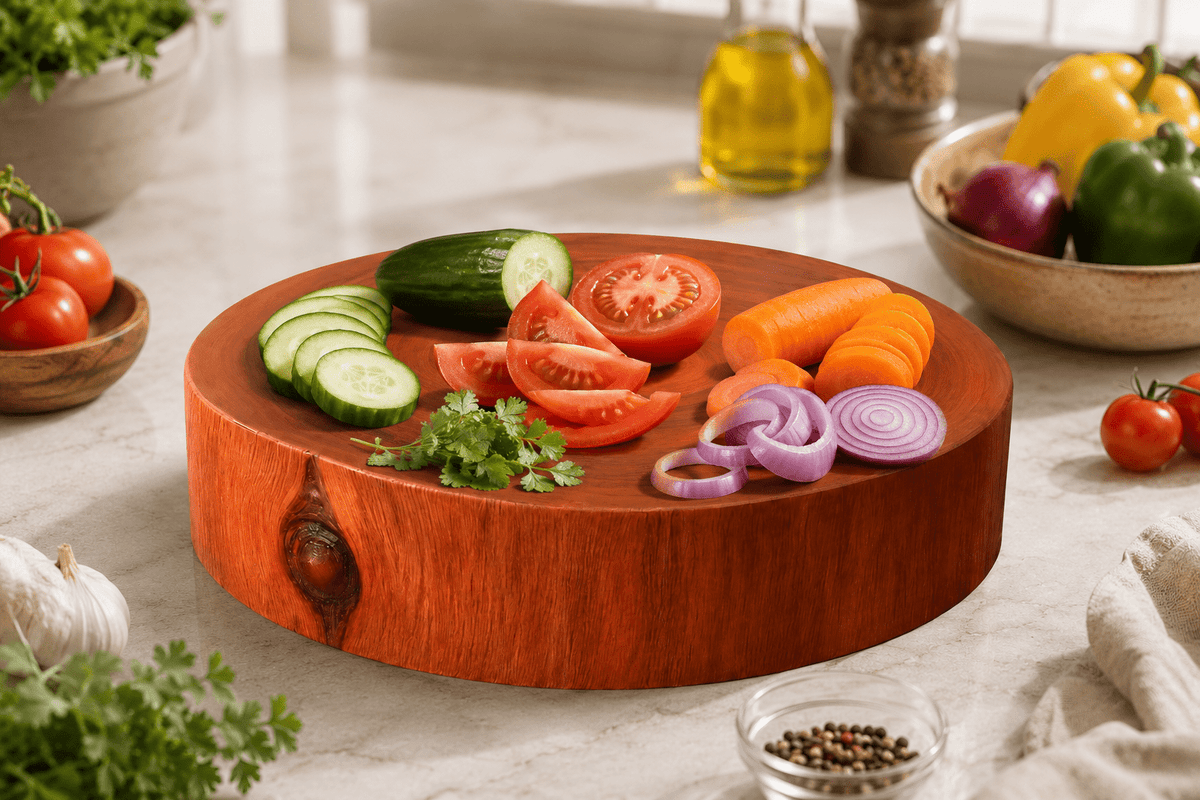 Babla Wood Round Chopping Board | 9 Inch - KathValo