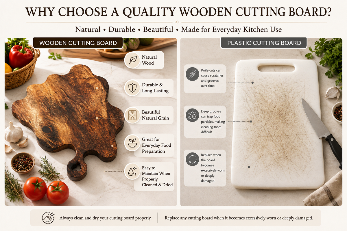 Premium Babla Wood Chopping Board | 19 × 16 Inch | 1 Inch Thick