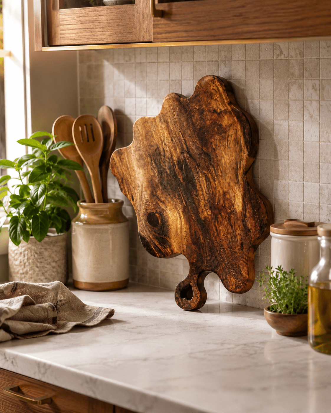 KathValo Premium Babla Wood Chopping Board for Kitchen | Extra Large 19 × 16 Inch | 1 Inch Thick | Handmade Cutting & Serving Board - KathValo