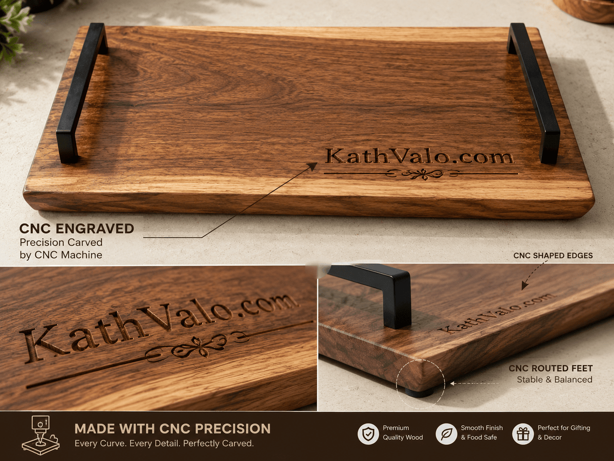 KathValo solid wood serving tray with natural live edge