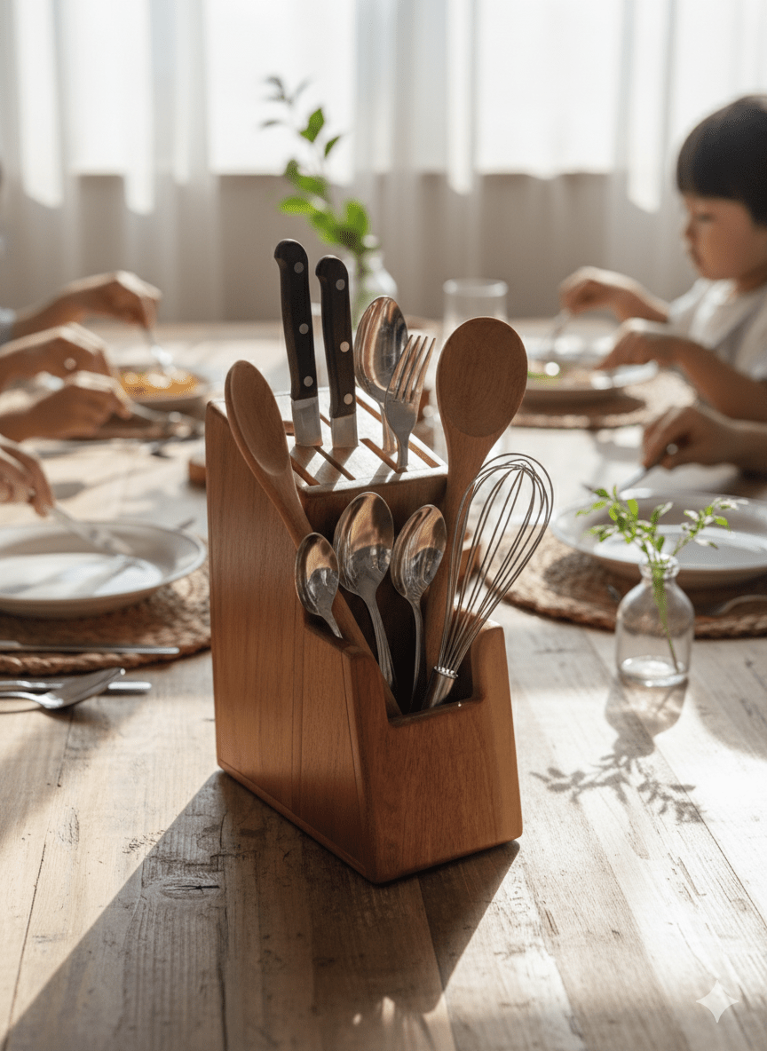Wooden Knife Holder for Kitchen | Cutlery Organiser - KathValo