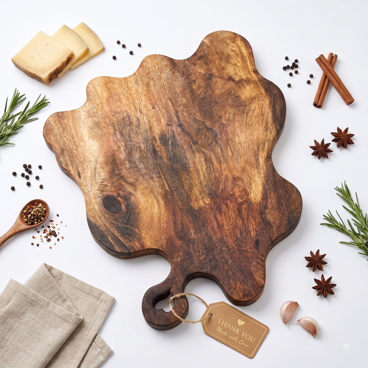 KathValo Premium Babla Wood Chopping Board for Kitchen | Extra Large 19 × 16 Inch | 1 Inch Thick | Handmade Cutting & Serving Board - KathValo
