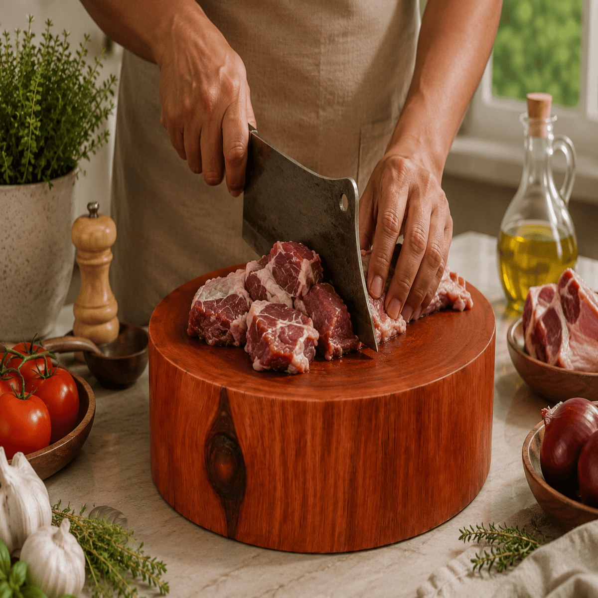 Babla Wood Round Chopping Board | 9 Inch - KathValo