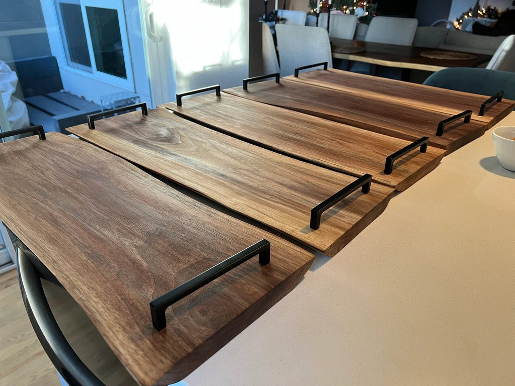 Handcrafted wooden serving tray for home dining and entertaining