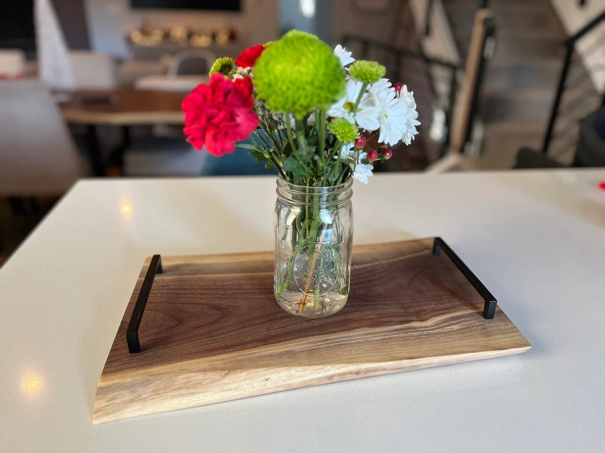 Solid wood serving tray for dining table and home serving