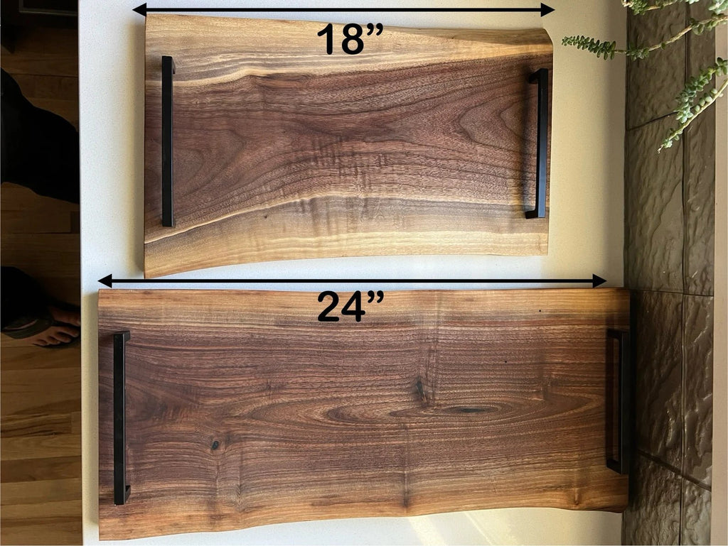 Wooden serving tray for serving snacks, food and beverages