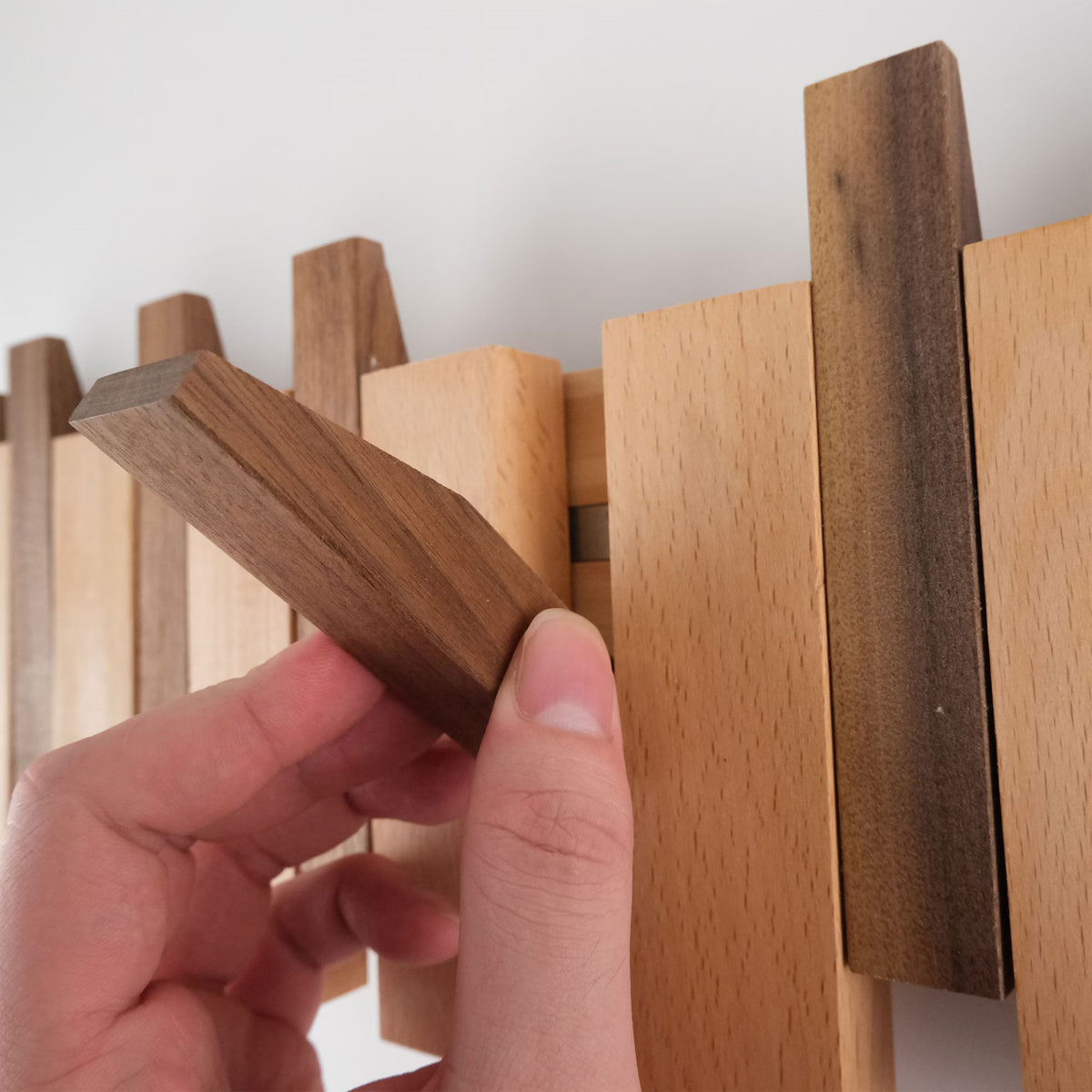 Natural wood wall hook rack for bedroom and entryway