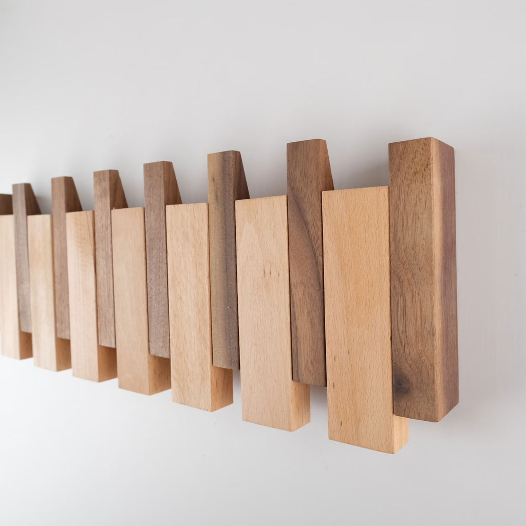 Wooden hanging rack for keys bags and accessories
