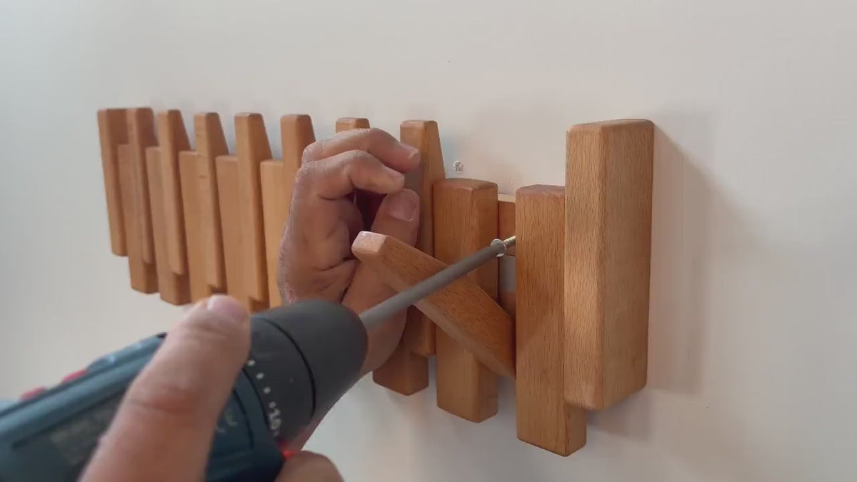 Premium Solid Wood Piano Wall Hook Rack