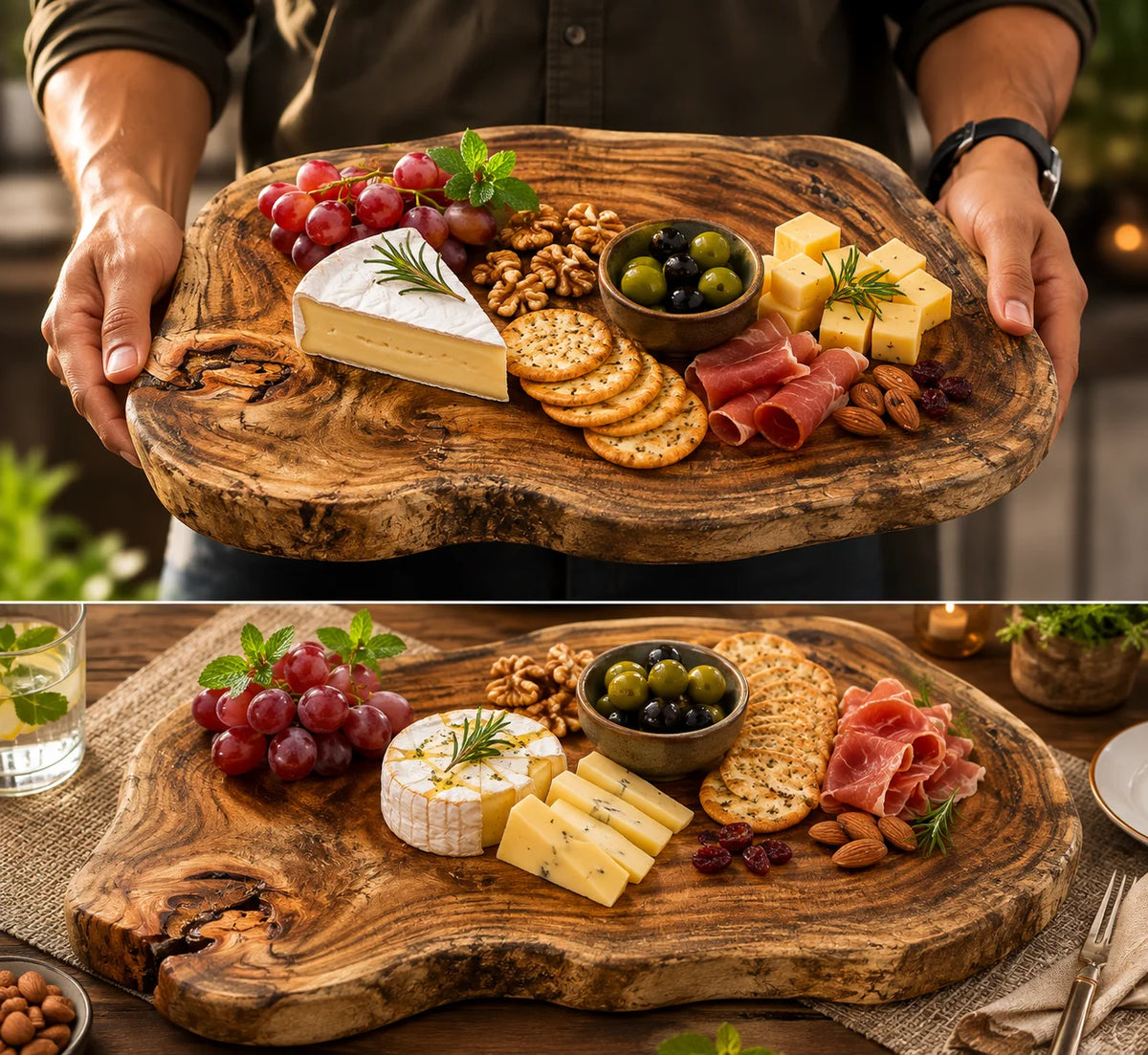 Handcrafted Solid Wood Chopping Board with Natural Grain