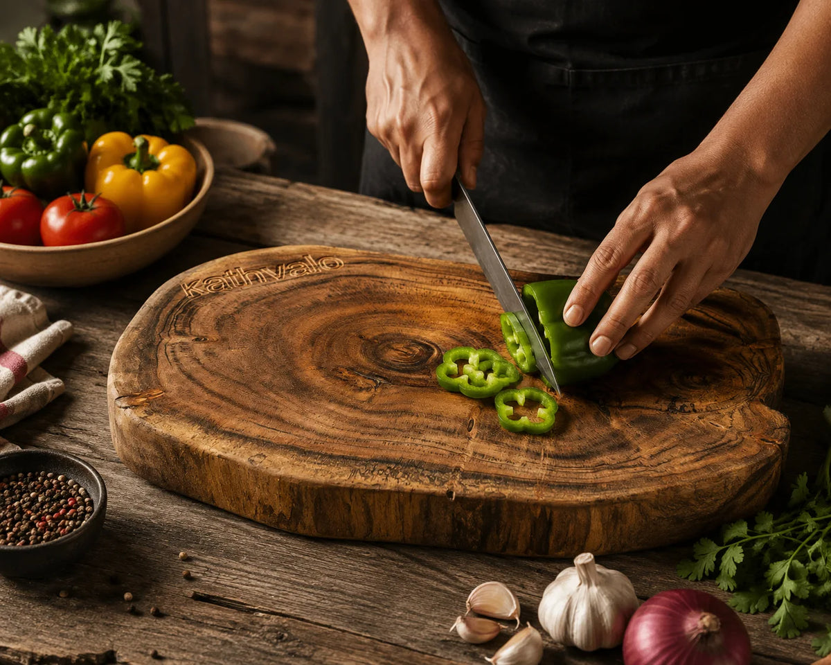 Premium Solid Wood Chopping Board with Natural Wood Grain