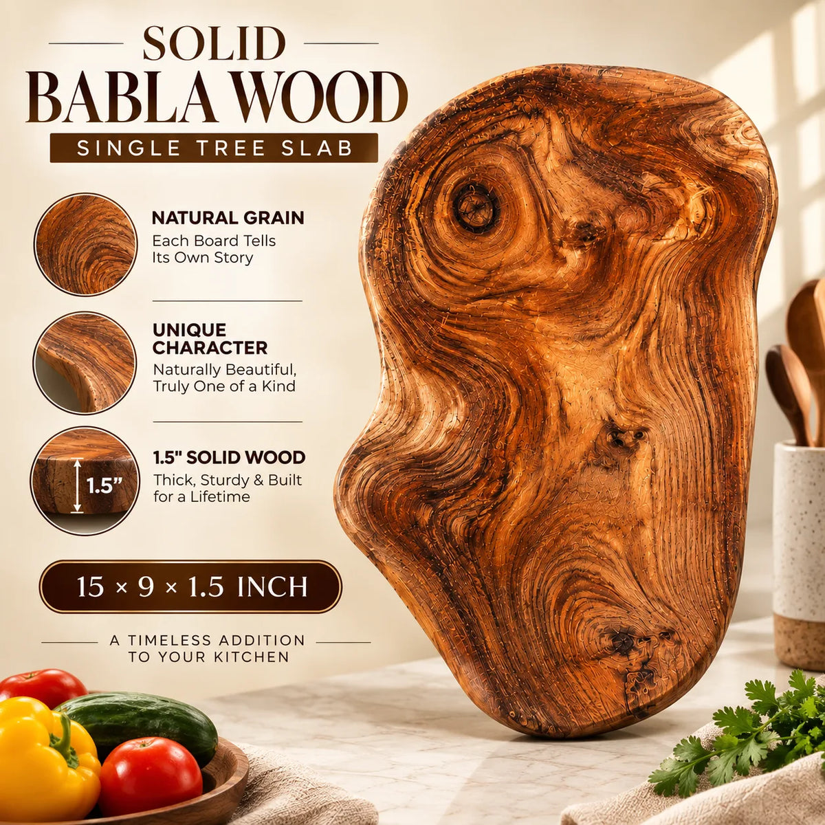 Natural Edge Handmade Wooden Chopping Board by KathValo